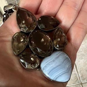 Blue Lace Agate Pendant Necklace OOAK